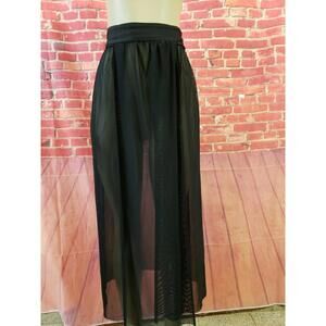 Choies Women black Mesh long Slits Ladie skirt Or cover up O/S (Fits Small) NWT!